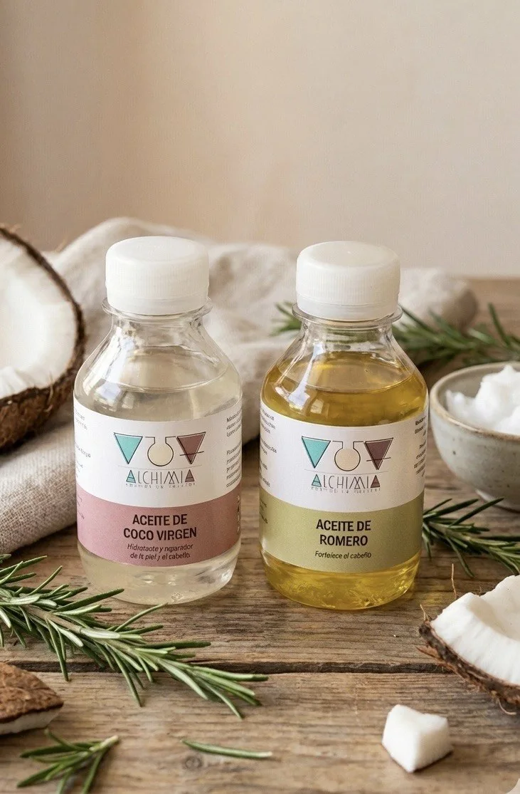Natural coconut and rosemary oils by Alchimia